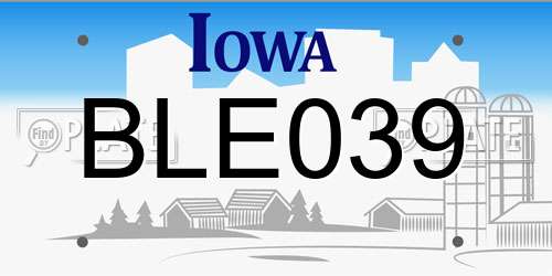BLE039 Iowa License Plate