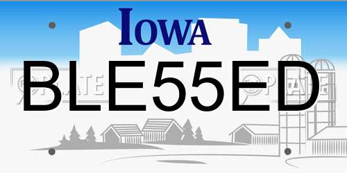 BLE55ED Iowa License Plate