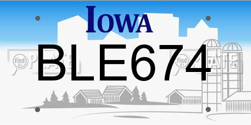 BLE674 Iowa License Plate