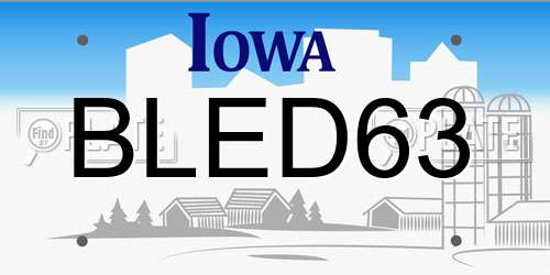 BLED63 Iowa License Plate