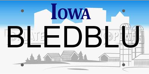BLEDBLU Iowa License Plate