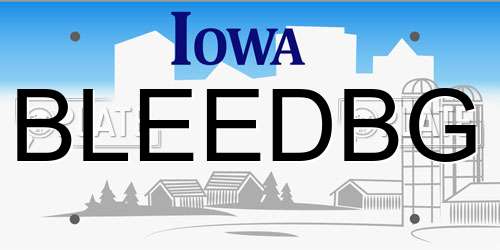 BLEEDBG Iowa License Plate