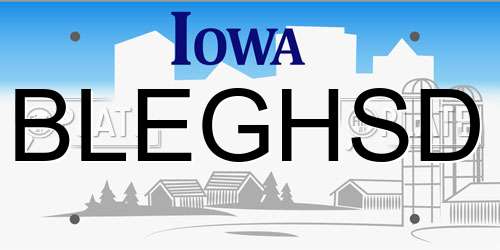 BLEGHSD Iowa License Plate