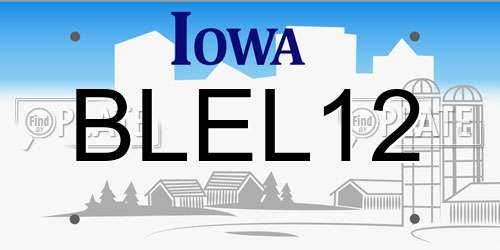 BLEL12 Iowa License Plate