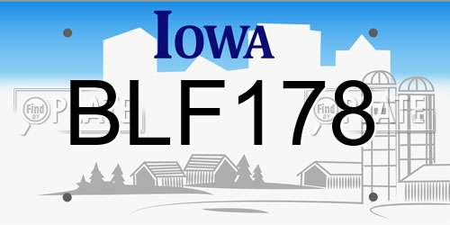 BLF178 Iowa License Plate