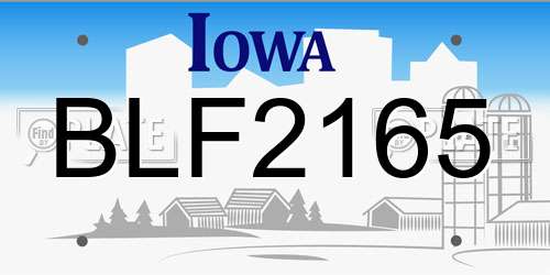 BLF2165 Iowa License Plate