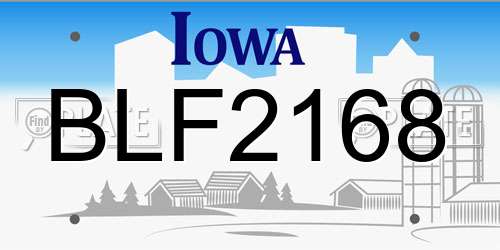 BLF2168 Iowa License Plate