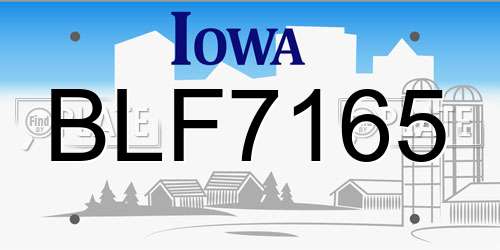 BLF7165 Iowa License Plate