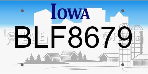 BLF8679 Iowa License Plate