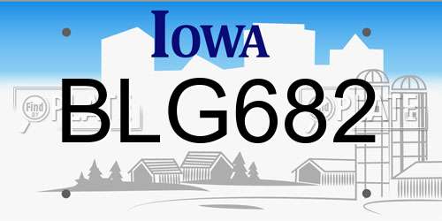 BLG682 Iowa License Plate