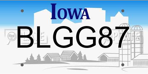 BLGG87 Iowa License Plate