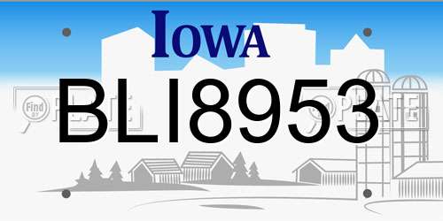 BLI8953 Iowa License Plate