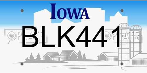 BLK441 Iowa License Plate