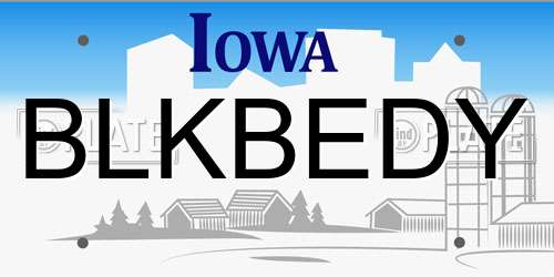 BLKBEDY Iowa License Plate
