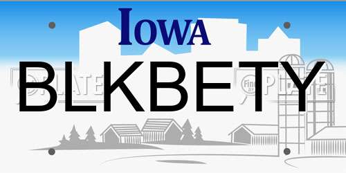 BLKBETY Iowa License Plate