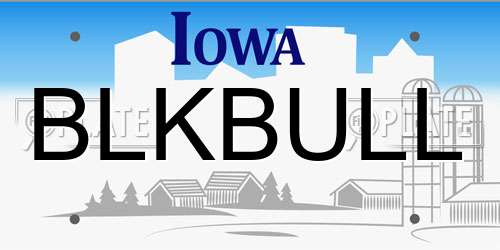 BLKBULL Iowa License Plate