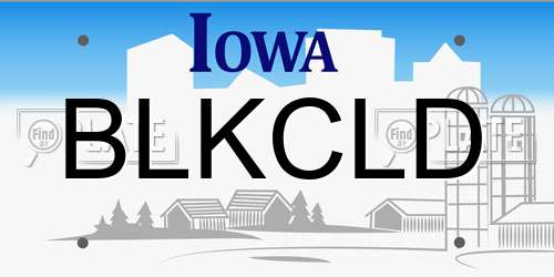 BLKCLD Iowa License Plate