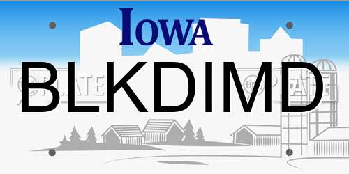 BLKDIMD Iowa License Plate