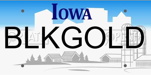 BLKGOLD Iowa License Plate