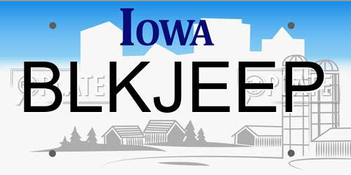 BLKJEEP Iowa License Plate