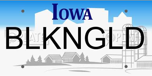 BLKNGLD Iowa License Plate