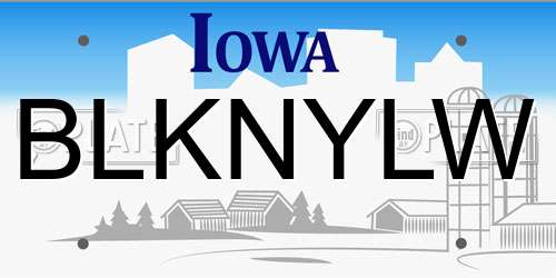 BLKNYLW Iowa License Plate