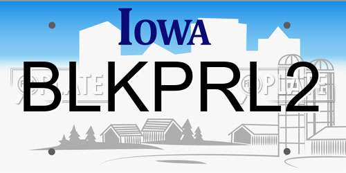 BLKPRL2 Iowa License Plate