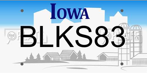 BLKS83 Iowa License Plate
