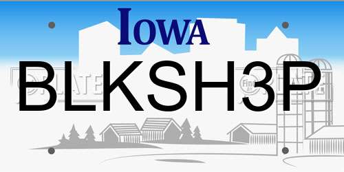 BLKSH3P Iowa License Plate