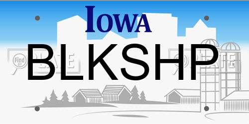 BLKSHP Iowa License Plate