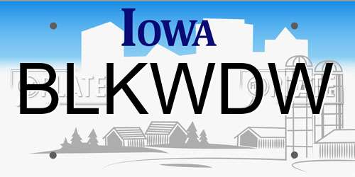 BLKWDW Iowa License Plate