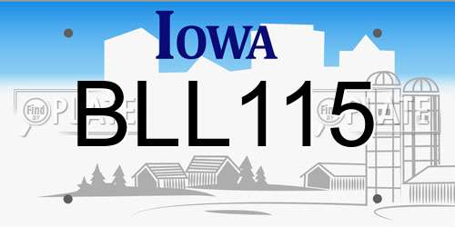 BLL115 Iowa License Plate