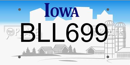 BLL699 Iowa License Plate