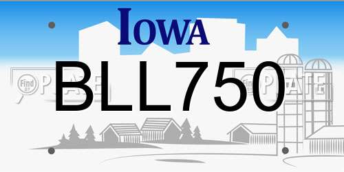 BLL750 Iowa License Plate