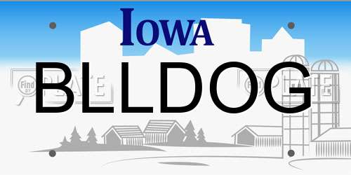 BLLDOG Iowa License Plate