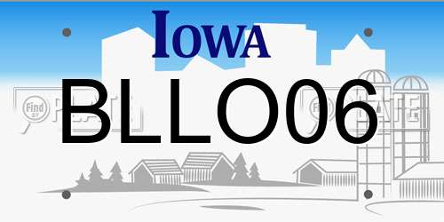 BLLO06 Iowa License Plate