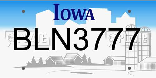 BLN3777 Iowa License Plate