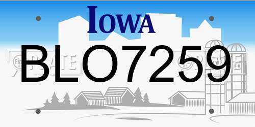 BLO7259 Iowa License Plate