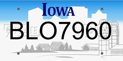 BLO7960 Iowa License Plate