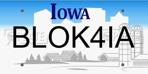 BLOK4IA Iowa License Plate