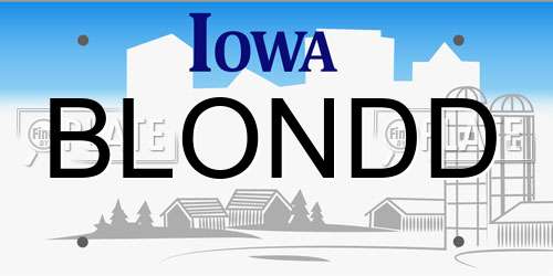 BLONDD Iowa License Plate