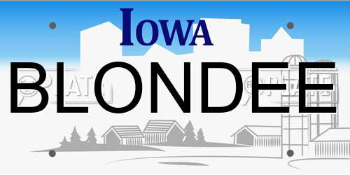 BLONDEE Iowa License Plate