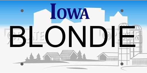 BLONDIE Iowa License Plate
