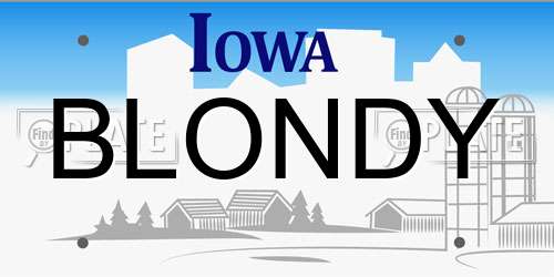 BLONDY Iowa License Plate