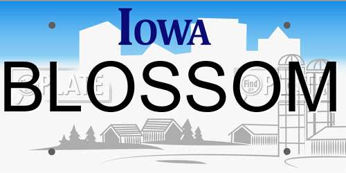 BLOSSOM Iowa License Plate