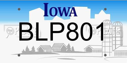 BLP801 Iowa License Plate