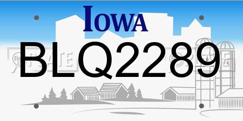 BLQ2289 Iowa License Plate