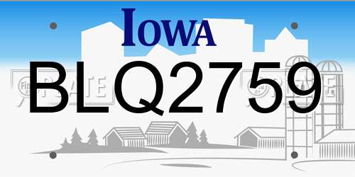 BLQ2759 Iowa License Plate