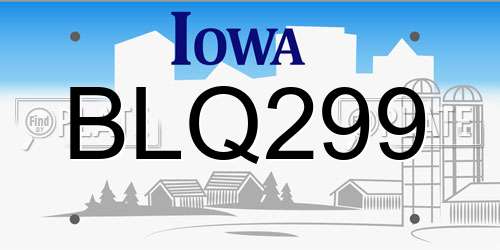 BLQ299 Iowa License Plate