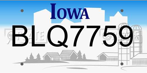 BLQ7759 Iowa License Plate